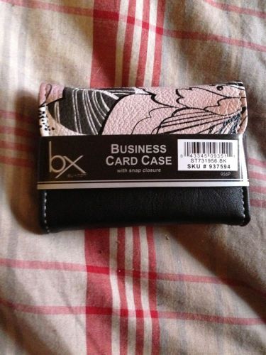 Buxton Business Credit Card Case Snap Closure Floral Pattern Black &amp; White *7D*