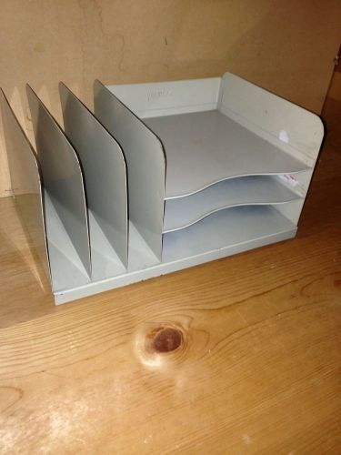 Vtg Industrial Vertiflex Metal Desk Top File Box &amp; Copy Holder Heavy Cabinet