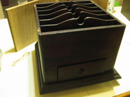 Vintage Wooden Desk Organizer Six Slots &amp; One Drawer