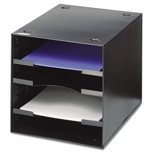 Safco Desktop Sorter, 4 Compartments, Steel, 11 x 12 x 10, Black (SAF3112BL)