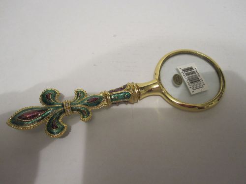 Green and Gold Jeweled  Fleur de Lis Magnifier