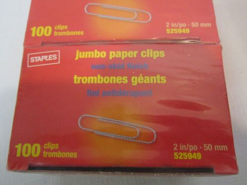 New (10) Sealed Boxes of STAPLES Jumbo Paper Clips - 100 per box