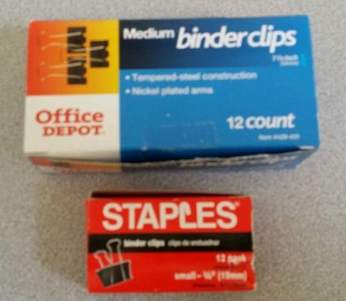 Two boxes of Medium &amp; Small Binder Clips 1 1/4 and 3/4&#034;
