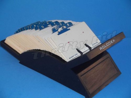 Rolodex GL-24 Open V-Glide Card File Woodgrain 260+ 2 1/4&#034; X 4&#034; Cards &amp; Index