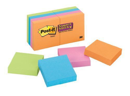 Post-it Super Sticky 2x2 Electric Glow Notes - Self-adhesive - 2&#034; X (6228ssan)