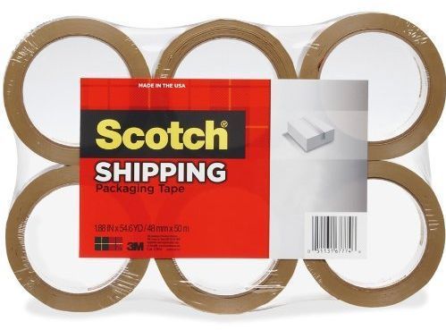 Lightweight Shipping Packaging Tape 1 88 Inches X 54.6 Yard Tan 6 Pack