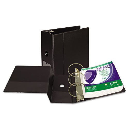 Clean Touch Antimicrobial Locking Round Ring Binder, 11 x 8-1/2, 5&#034; Cap, Black