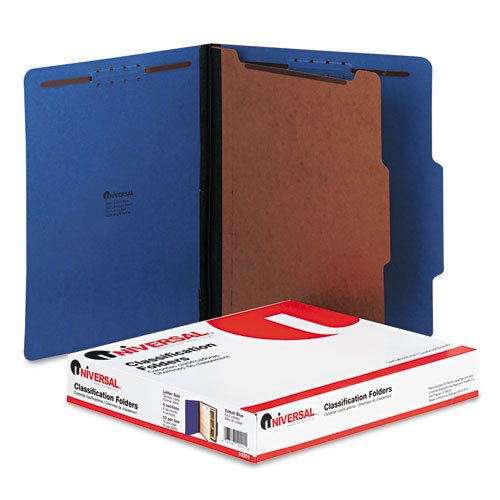 Pressboard classification folders, letter, four-section, cobalt blue, 10/box for sale