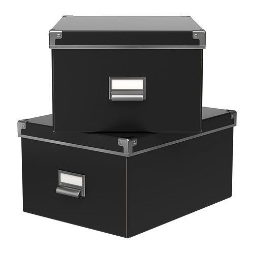 Ikea Kassett Box Boxes 2 pack Black Office Paper Filing New