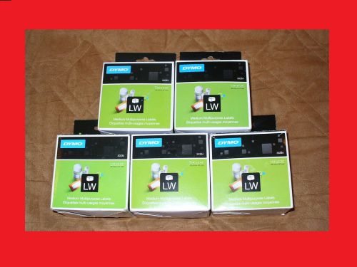Lot of 5 DYMO 30334 Self-Adhesive Labels, 2 1/4- by 1 1/4-inch Roll of 1000