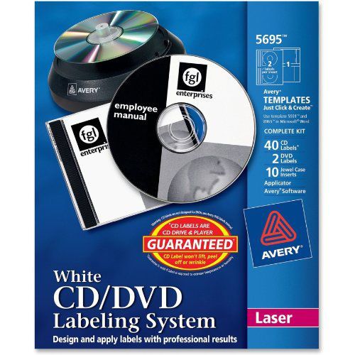 NEW Avery CD/DVD Labeling System for Laser Printers, White (5695)