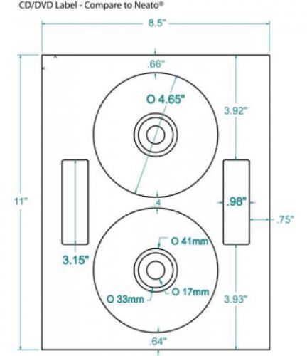 Compulabel 312693 - White CD/DVD Neato® Layout Labels. 4.65&#034; Diameter
