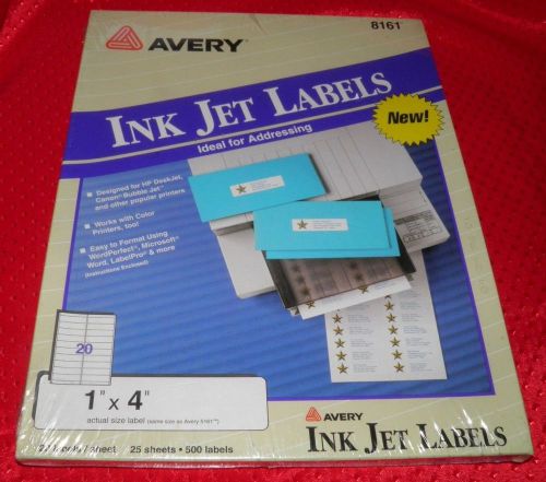 Avery 8161 Inkjet Labels, Mailing, 1&#034;x4&#034;, 500 labels/Package White