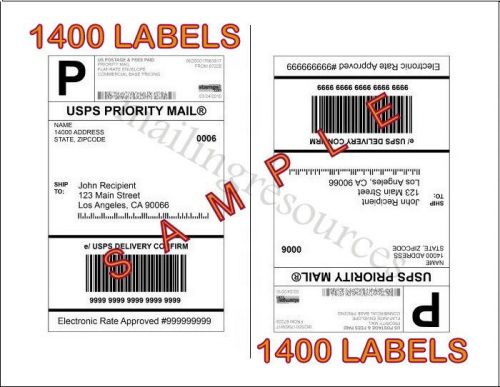 1400 Blank Half Sheet Self Adhesive Shipping Label PAYPAL USPS EBAY FEDEX