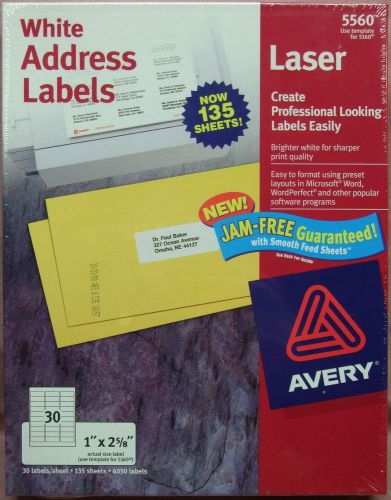 Avery White Address Laser Labels #5560 (5160 template) 135 sheets => 4,050 Labels