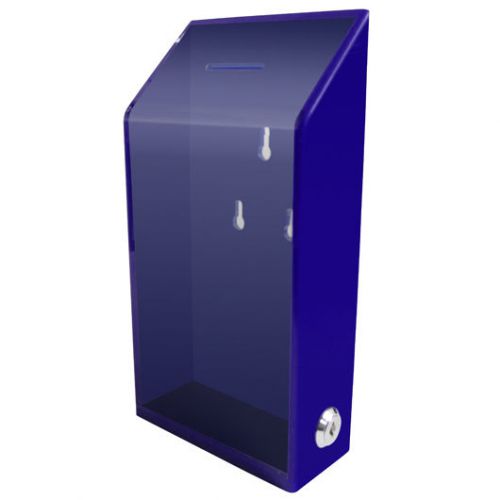 Acrylic charity donation box with lock &amp; 2 keys. AC-01- Blue