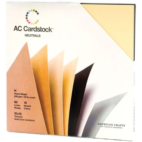 American Crafts Seasonal Cardstock Pack 12-in x 12-in 60/Pkg Neutrals