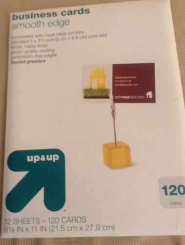 up&amp;up Business Cards 120 Cards 12 Sheets 10 Cards per sheet Matte Finish White
