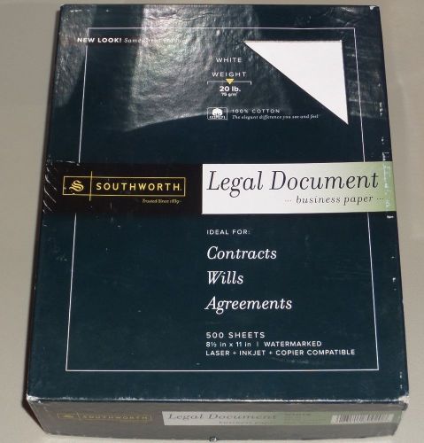 Southworth Legal Document Business Paper 20 lb 500 Sheet 8.5 x 11 100% Cotton