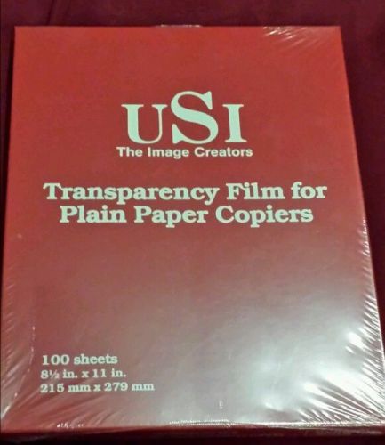 BRAND NEW SEALED USI Transparency Film for Plain Paper Copiers 100 Sheets / box