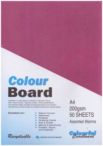 Colourful Cardboard Colour Board A4 50 Sheets 250 gsm - Hot Pink