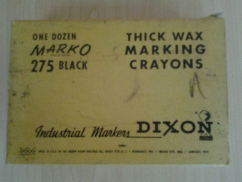 Marking Crayons Thick Black Wax  Box of 12  Marko 275 industrial USA Vintage