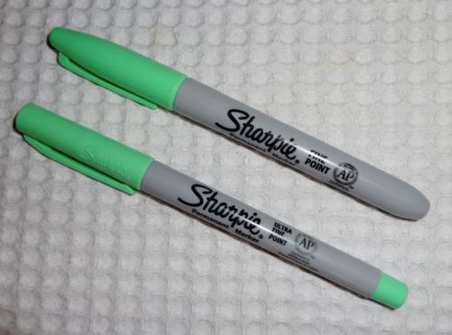2 sharpie permanent markers -mint green- 1 ultra fine point &amp; 1 fine point-new for sale