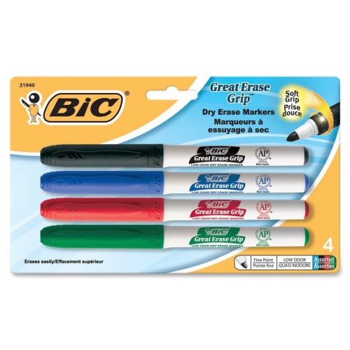 Bic Great Erase Whiteboard Markers - Fine Marker Point Type - Blue, (gdep41asst)