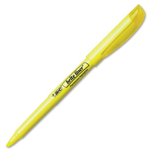 Bic brite liner highlighter - chisel marker point style - fluorescent (bl11yw) for sale