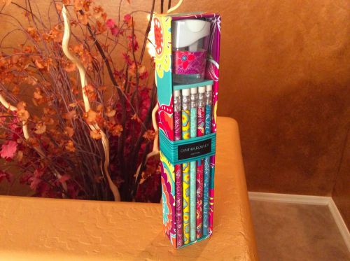 New in Box CYNTHIA ROWLEY 10 DESIGNER PENCILS IN MATCHING BOX WITH SHARPENER