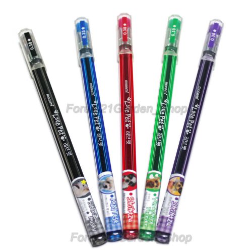 Monami Cute Love Pet 0.38mm Square Body Gel ink RollerBall Pen 5 Colors Set