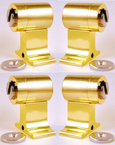 Lot of 4 ~ dx-1 satin brass magnetic door stop / holder commercial grade quality for sale