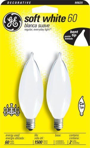 NEW G E LIGHTING 66108 Bent Tip Light Bulb  60W  Frosted  2-Pack
