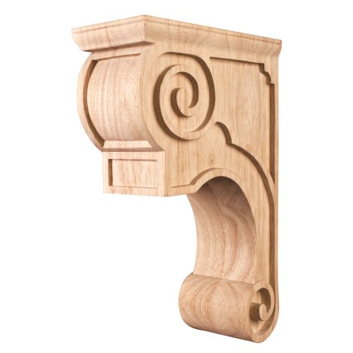 Alder Wood - Hand Carved Wood Corbel -3-3/8&#034; x  8&#034; x  11-3/4&#034; - # CORT-P