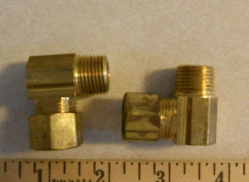 (3)  NEW  Elbow Fittings Brass  1/2&#034;  Tube  x 3/8&#034; Male Pipe Thread  90 degree