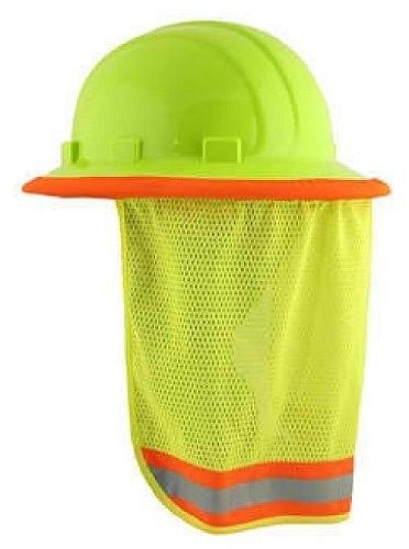 New Helmet Hard Hat Hi Vis Lime Neck Shield for Sun Heat Protection
