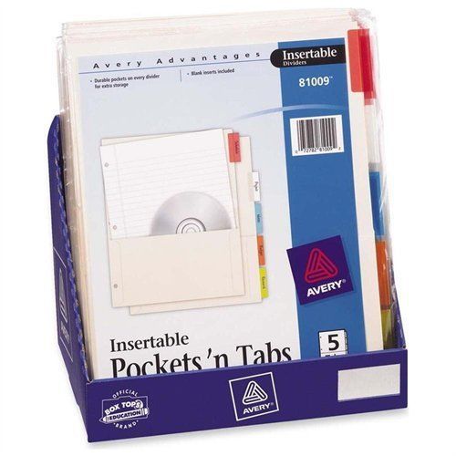 Avery Pockets &#039;n Tabs Insertable Divider - 5 Tab[s]/set - 8.50&#034; X 11&#034; (ave81028)