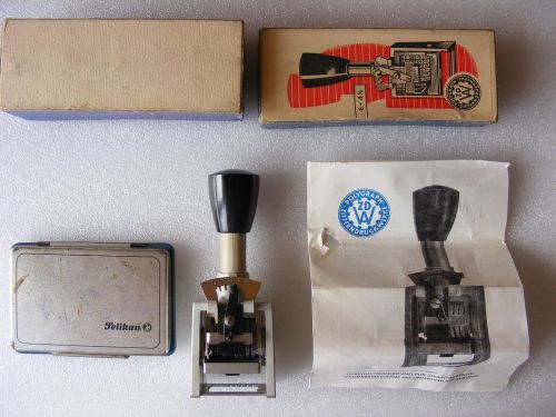 vintage letterpress wetter numbering machine 6 digit printing  press + box