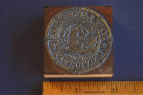 Letterpress Printing Block Fort Lauderdale University Logo Emblem   (1)