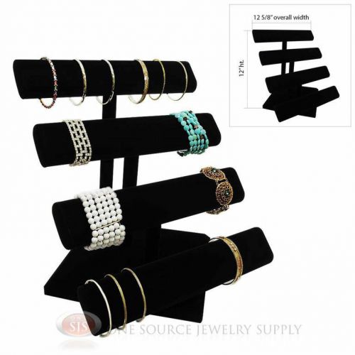 12&#034; Black Velvet 4 Tier T-Bar Oval Jewelry Bracelet Display Presentation