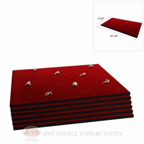 6 Burgundy Ring Display Pads Holds 72 Slot Rings Tray or Case Jewelry Insert