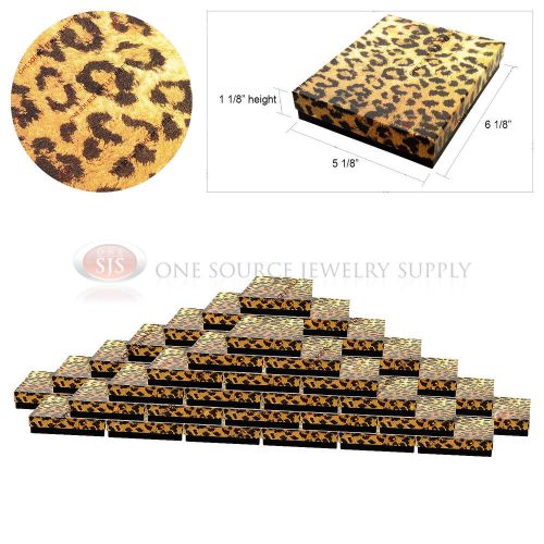 50 Leopard Print Gift Jewelry Cotton Filled Boxes 6 1/8&#034; x 5 1/8&#034; x 1 1/8&#034;