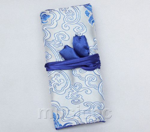 handmade silk blue colors Jewelry bags pouches roll T770A11