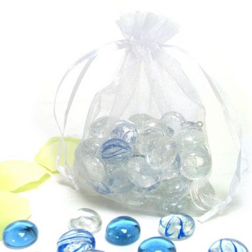 50 white organza wedding favour bag jewelry pouches 7.5x9.5cm for sale