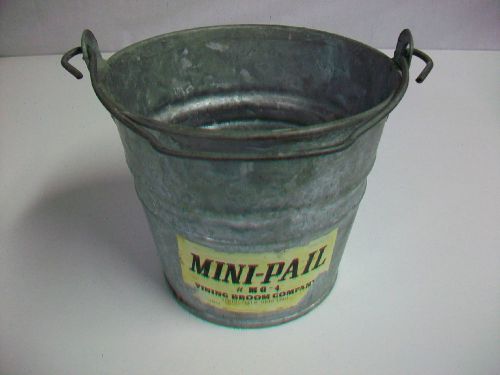 Vintage Vining Broom Company MINI-PAIL Galvanized Steel Pail Bucket MG-4