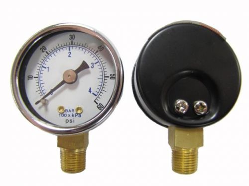 1/8&#034; npt air compressor / hydraulic pressure gauge 0-60 psi side mount 1.5&#034; face for sale