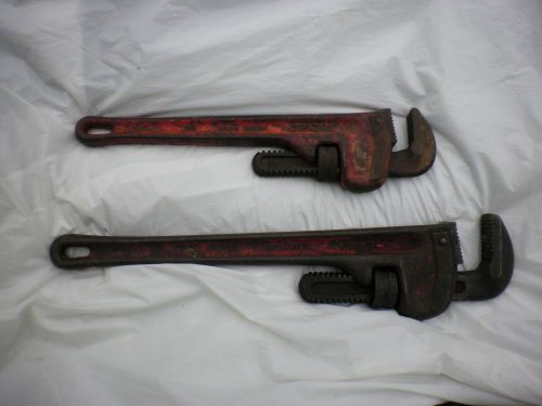 Ridgid Pipe Wrench Set- 2 Drop Forged Steel Wrenches 18&#034; and 14&#034; GC!!!