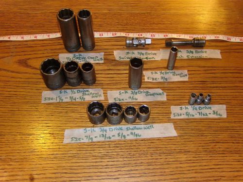MIXED LOT OF S-K SOCKETS,EXTENSION &amp; SWIVEL EXTENSION