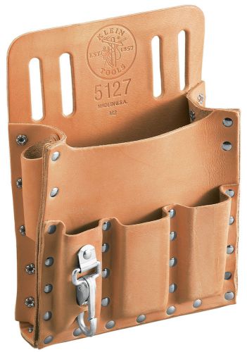 Klein tools 5127 6 pocket leather tool pouch with knife clip for sale