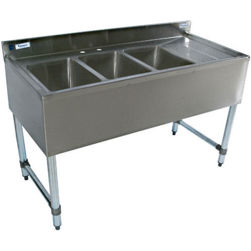 Stainless steel bar sink - 48&#034; - three compartment - right drain - commercial for sale